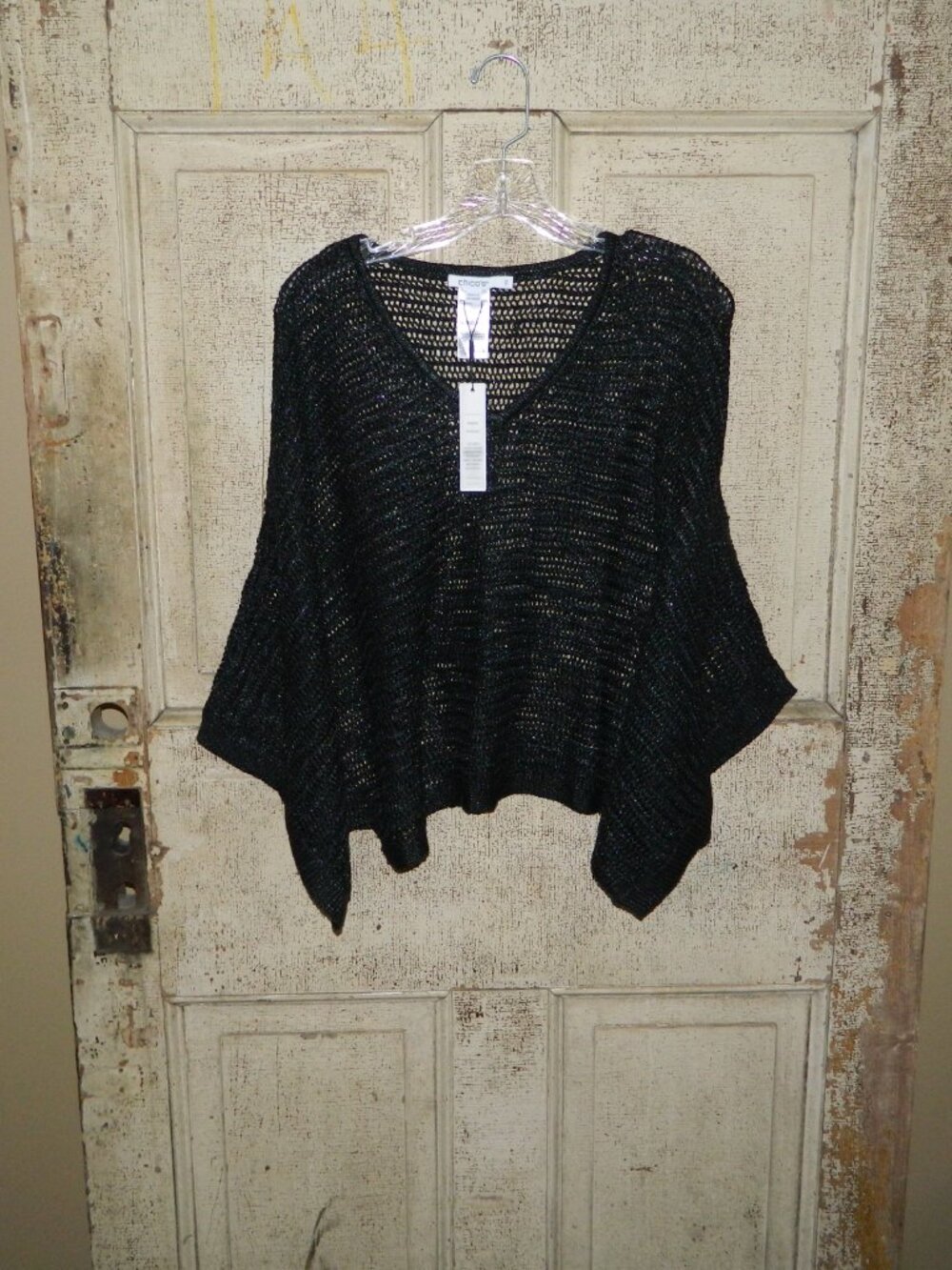Chico's Sequin Sweater Crop Poncho Sz S/M (M-34)